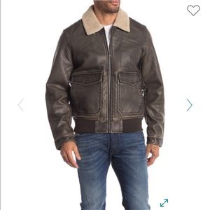 Lucky Brand Faux Leather Fur Collar Jacket NWT L